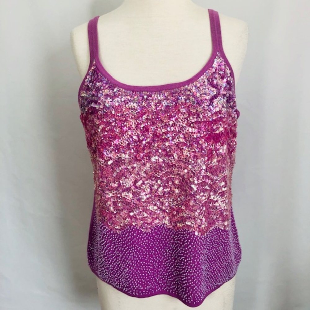 Joseph A. Sequin Silk XL Pink Crop Top